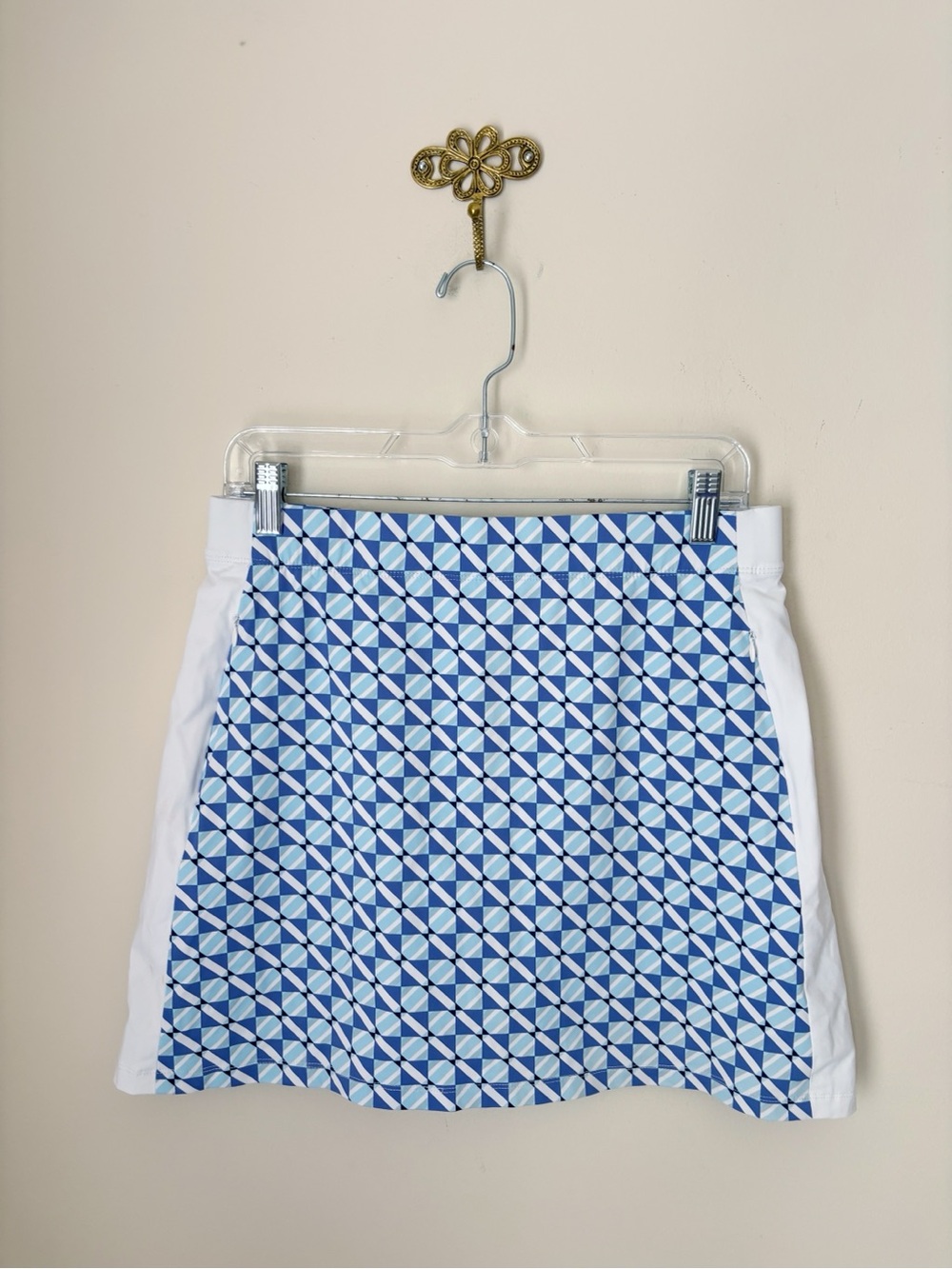 J. McLaughlin Blue Geometric Print Palm Spring Skort Skirt Medium